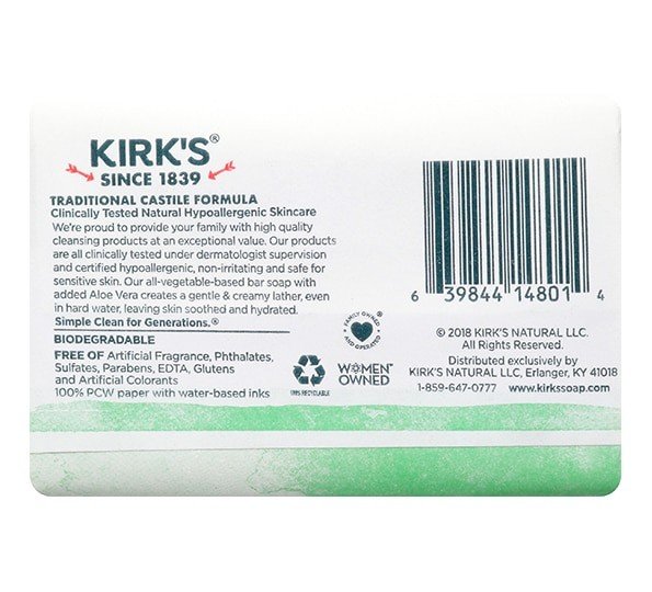 Kirk&#39;s Natural Aloe Vera Bar Soap 4 oz Bar