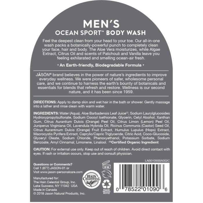 Jason Natural Cosmetics All in One Body Wash Ocean Sport 30 oz Liquid