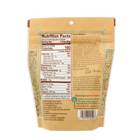 Bobs Red Mill Hemp Seed Hearts 8 oz Bag