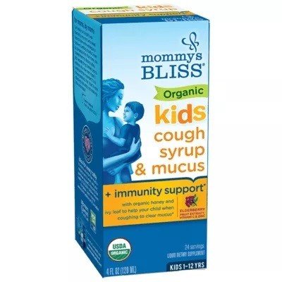 Mommy&#39;s Bliss Organic Kids Cough Syrup &amp; Mucus Relief + Immunity Boost Day Time 4 oz Liquid