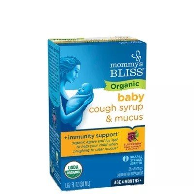 Mommy&#39;s Bliss Organic Baby Cough Syrup &amp; Mucus Relief + Immunity Boost 1.67 oz Liquid