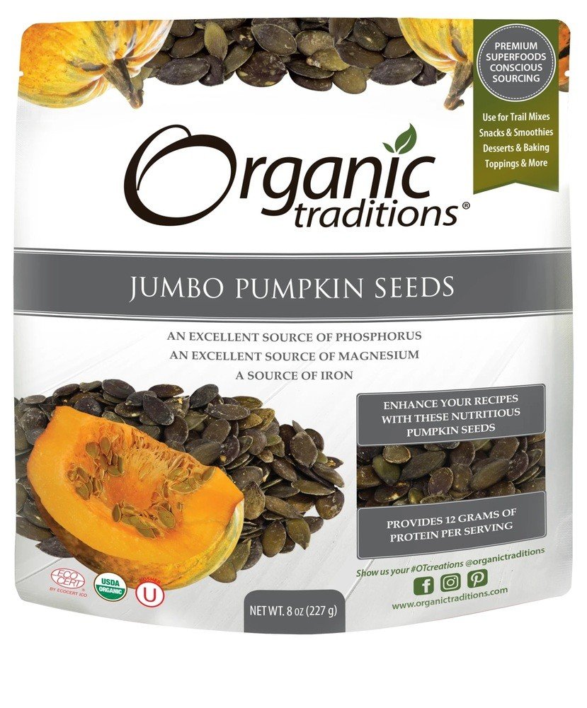 Organic Traditions Jumbo Pumpkin Seeds 8 oz Bag