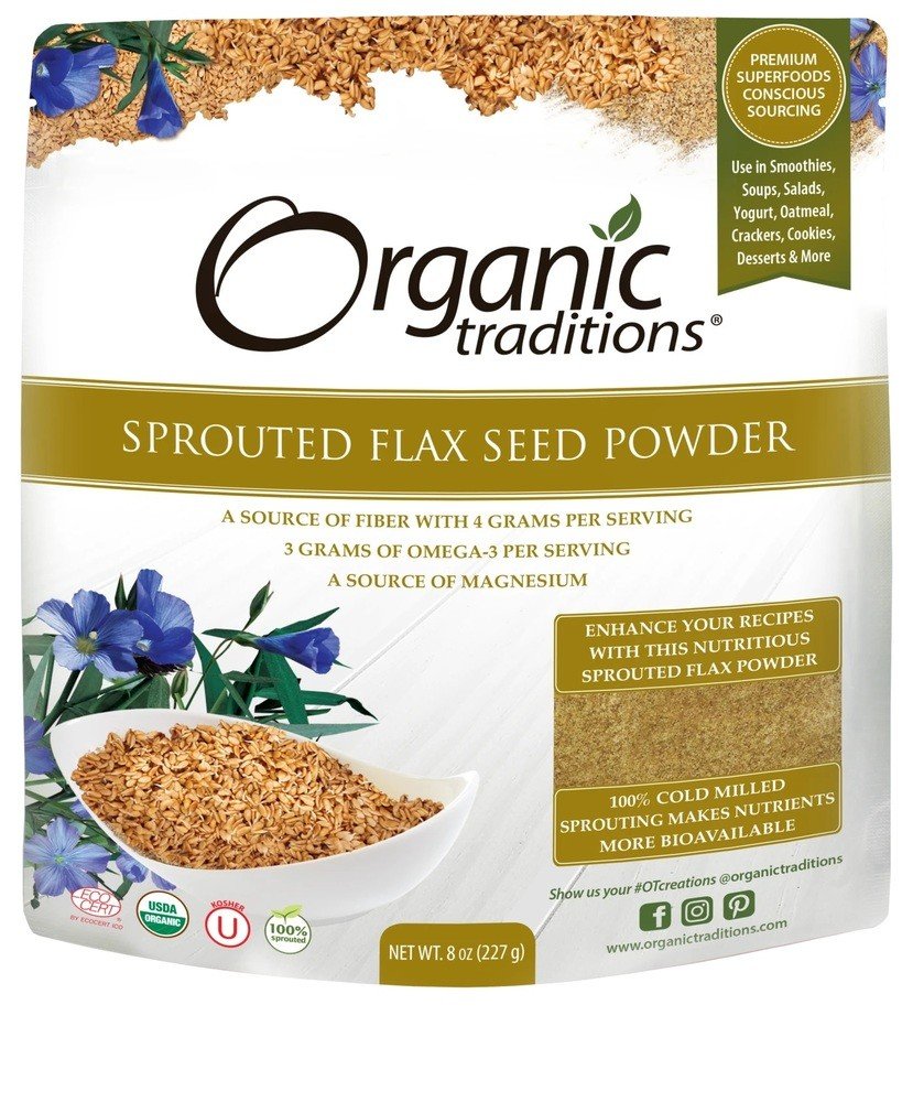 Organic Traditions Sprouted Flax Golden 8 oz Bag
