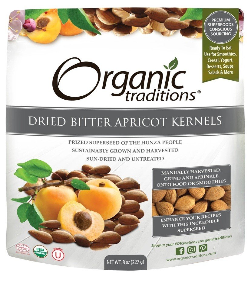 Organic Traditions Bitter Apricot Kernels 8  oz Bag