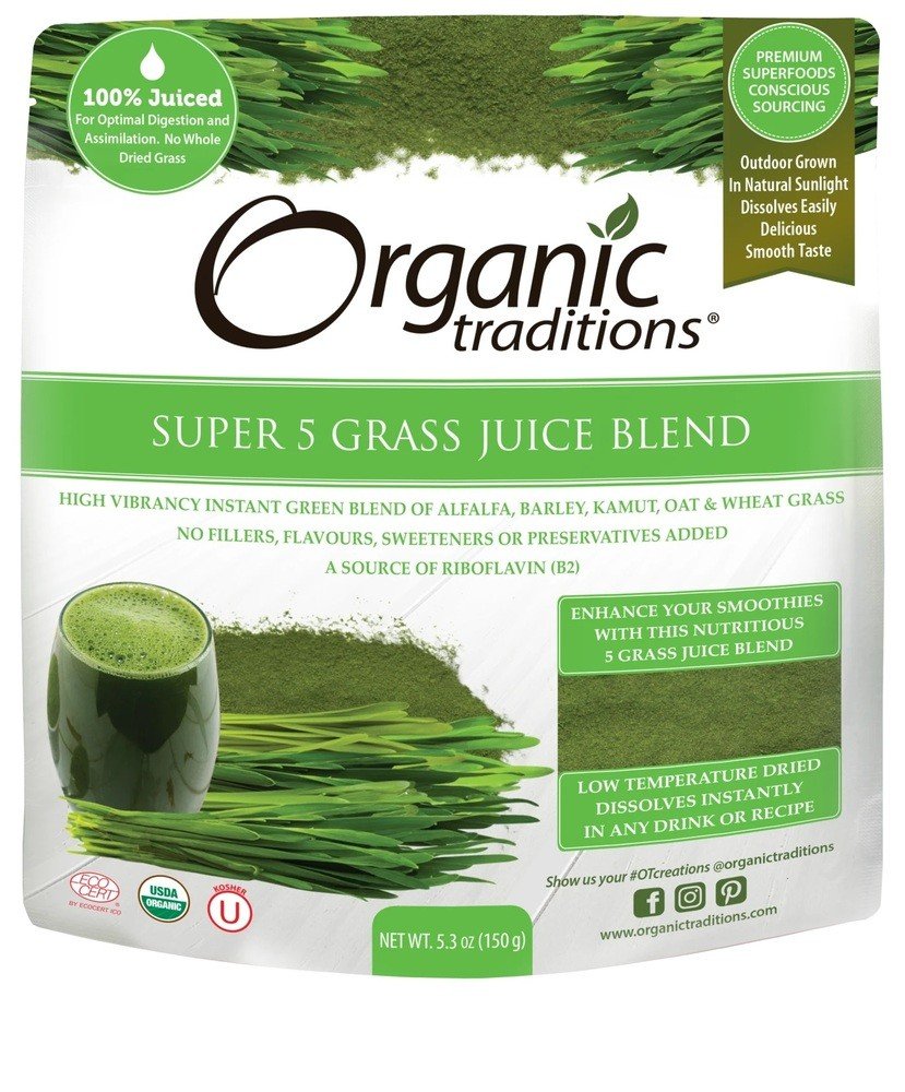 Organic Traditions Super 5 Grass Juice Blend 5.3 oz Bag