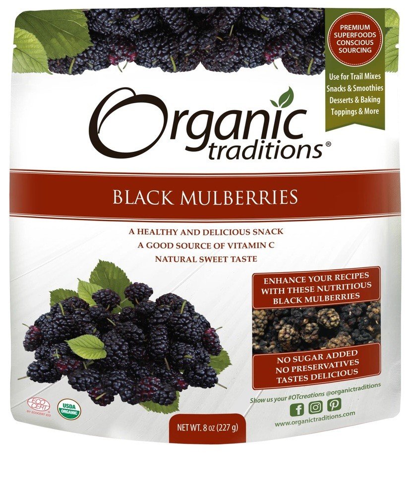Organic Traditions Mulberries Black 8 oz Bag