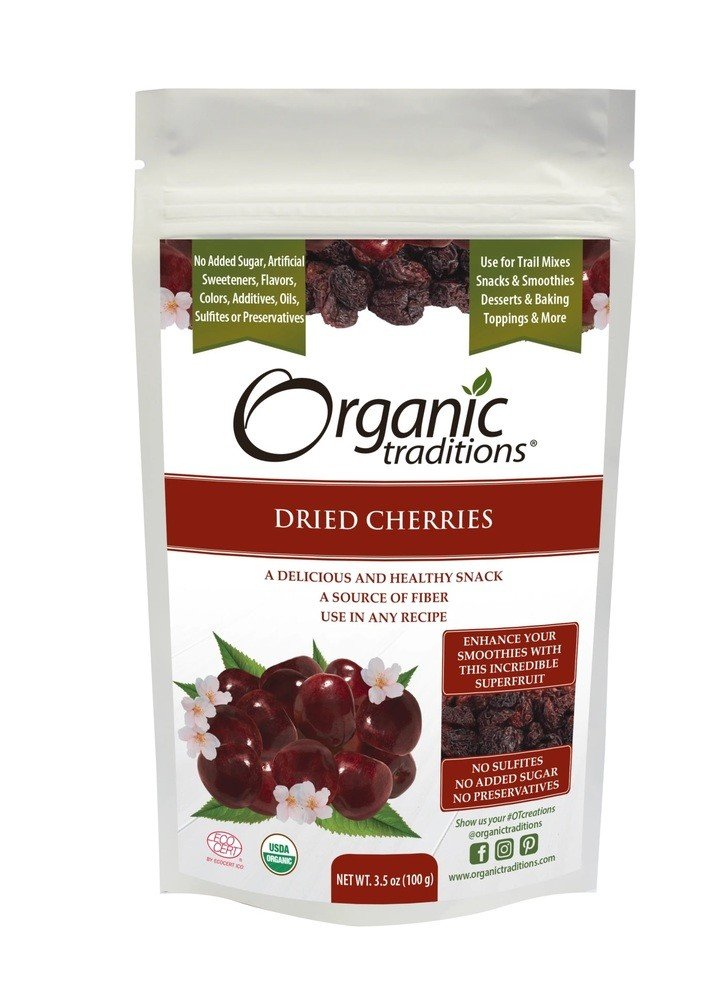 Organic Traditions Dried Cherries 3.5 oz Bag