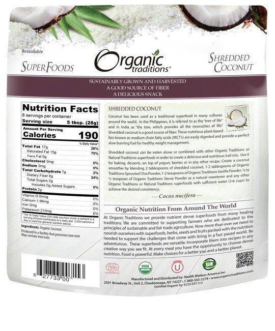 Organic Traditions Coconut Shredded 8 oz Bag