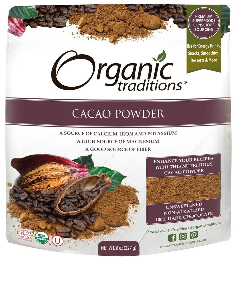 Organic Traditions Cacao Powder 8 oz Bag
