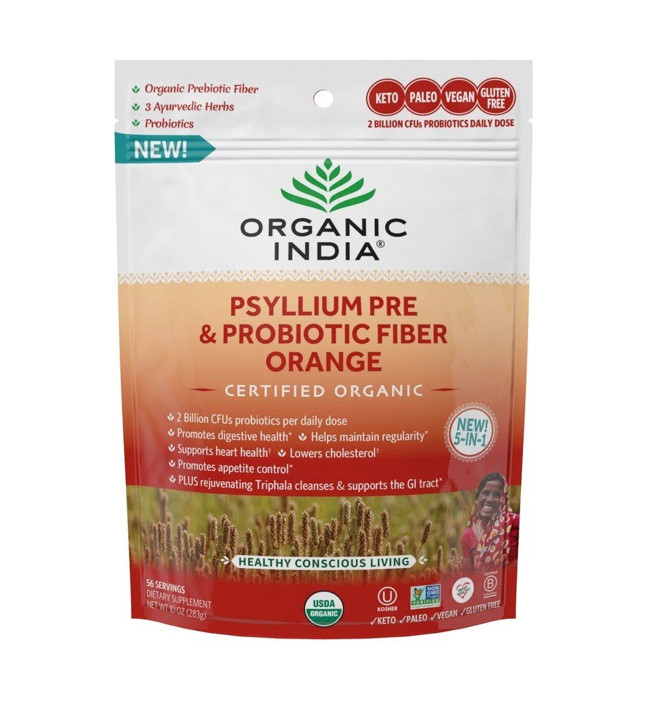 Organic India Psyllium Pre & Probiotic Fiber Orange 10 oz Bag