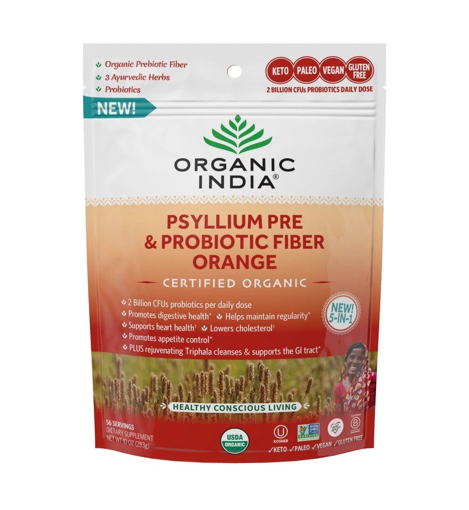 Organic India Psyllium Pre &amp; Probiotic Fiber Orange 10 oz Bag