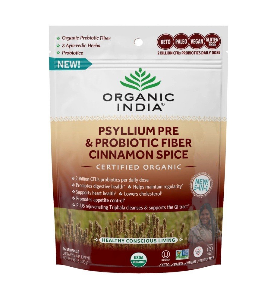 Organic India Psyllium Pre &amp; Probiotic Fiber Cinnamon Spice 10 oz Bag