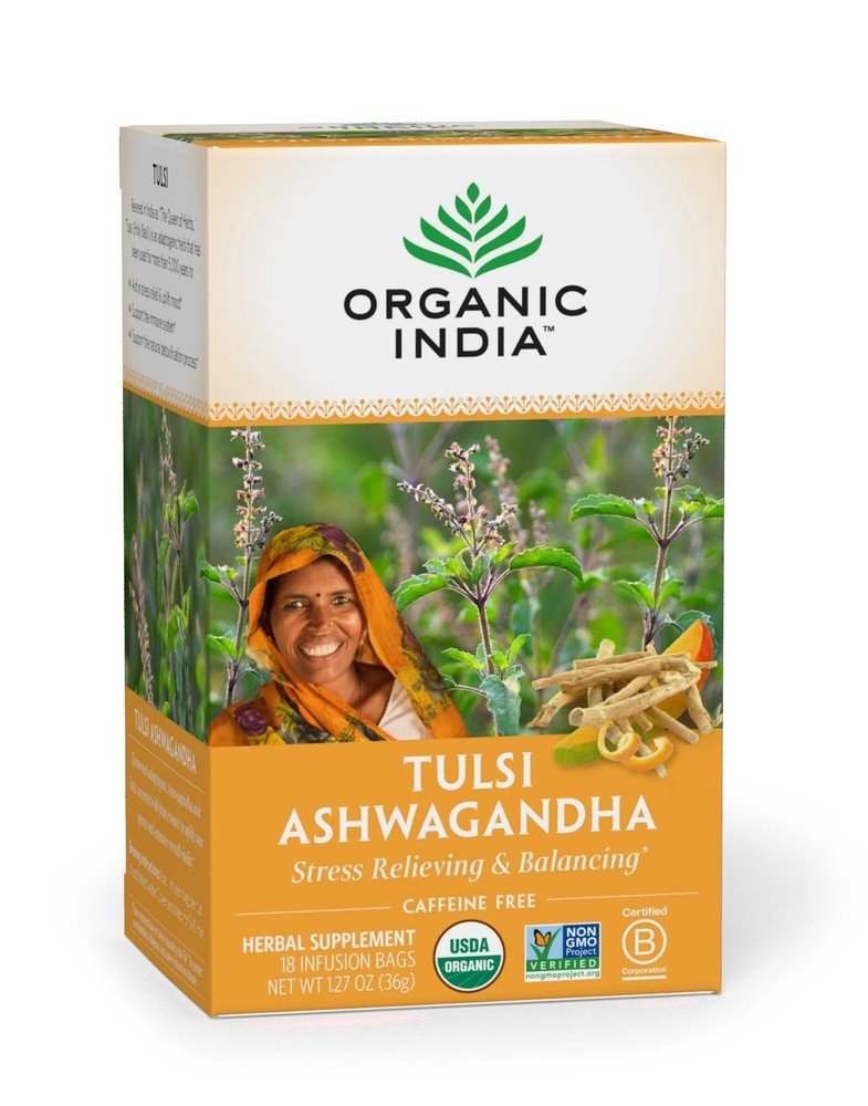 Organic India Tulsi Tea Ashwagandha 18 Bag Box