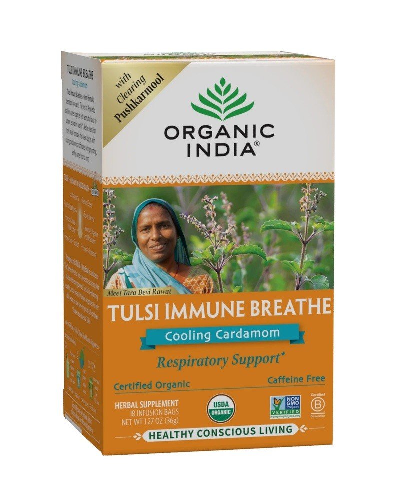 Organic India Tulsi Tea Immune Breathe 18 bags Box