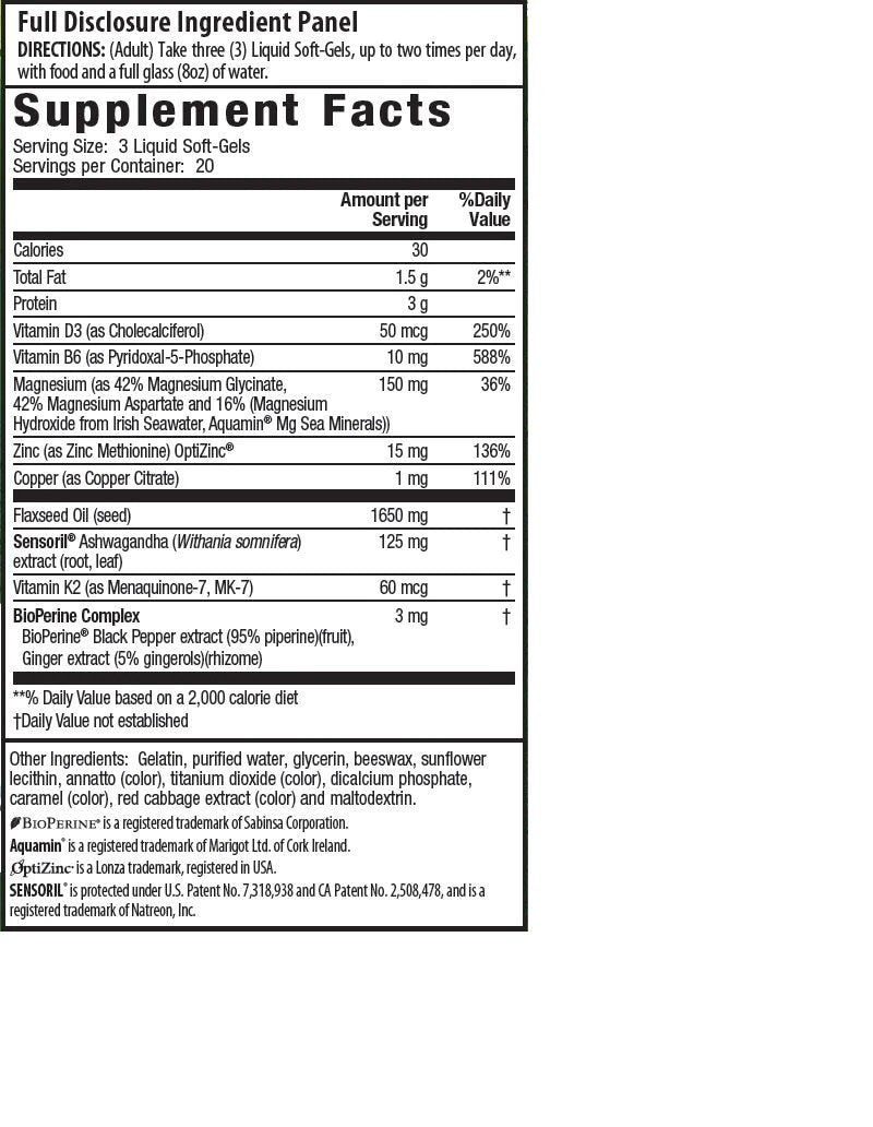 Irwin Naturals Triple Source Magnesium + Ashwagandha 60 Softgel