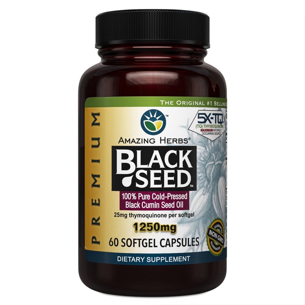 Amazing Herbs Premium Black seed Oil 1250 mg 60 Softgel