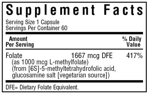 Bluebonnet Cellularactive Methylfolate 1000 mcg 60 VegCap