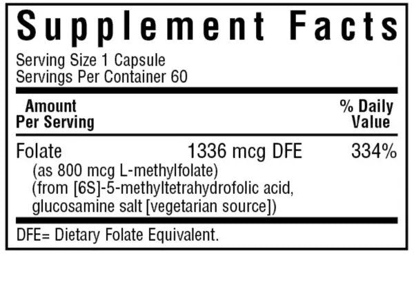 Bluebonnet Cellularactive Methylfolate 800 mcg 60 VegCap