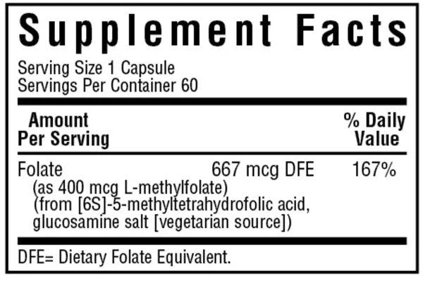 Bluebonnet Cellularactive Methylfolate 400 mcg 60 VegCap