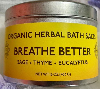 Four Elements Organic Herbals Breathe Better Bath Salts 16 oz Container