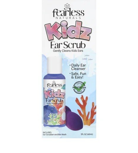 Fearless Naturals Kid's Ear Wash plus Ear Scrub 2 oz Liquid