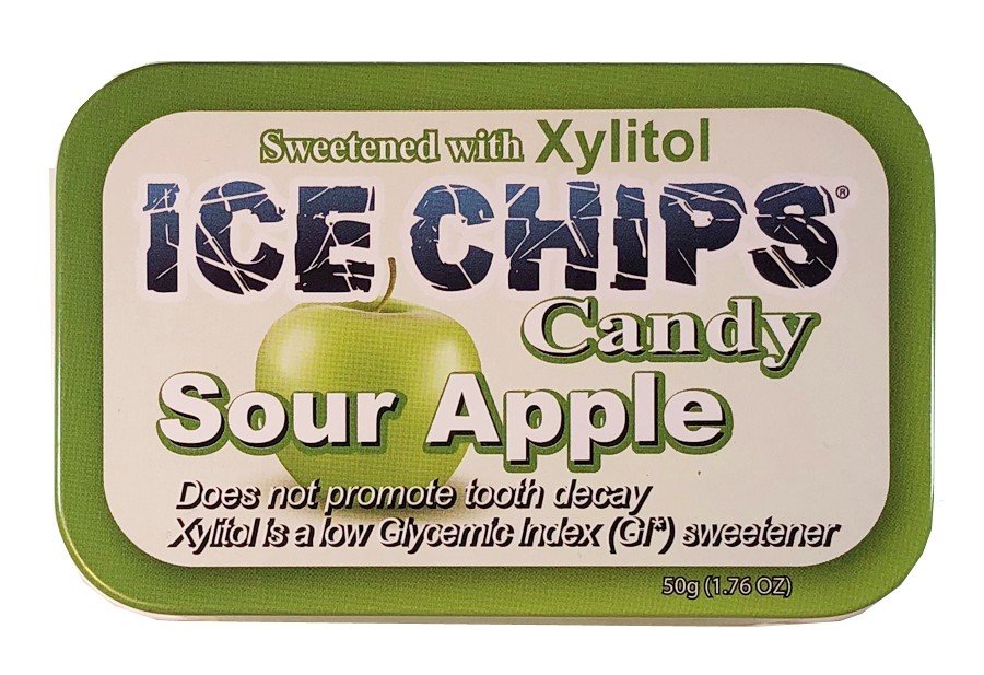 Ice Chips Candy Hand Craftted Candy Tin Green Apple 1.76 oz Candy