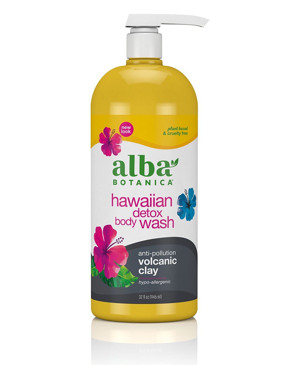 Alba Botanica Hawaiian Detox Body Wash Anti-Pollution Volcanic Clay 32 oz Liquid