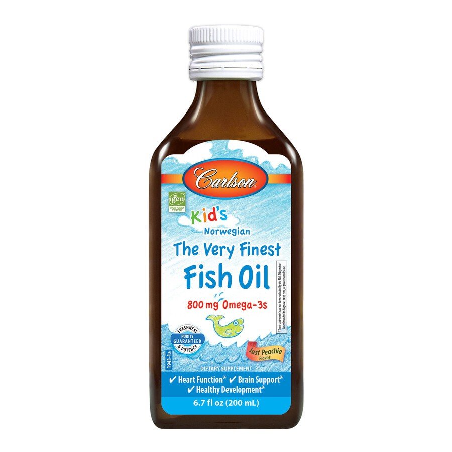 Carlson Laboratories Kid&#39;s The Very Finest Fish Oil, Just Peachie 200 ml Liquid