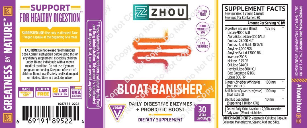 Zhou Nutrition Bloat Banisher Digestive Enzyme 30 VegCap
