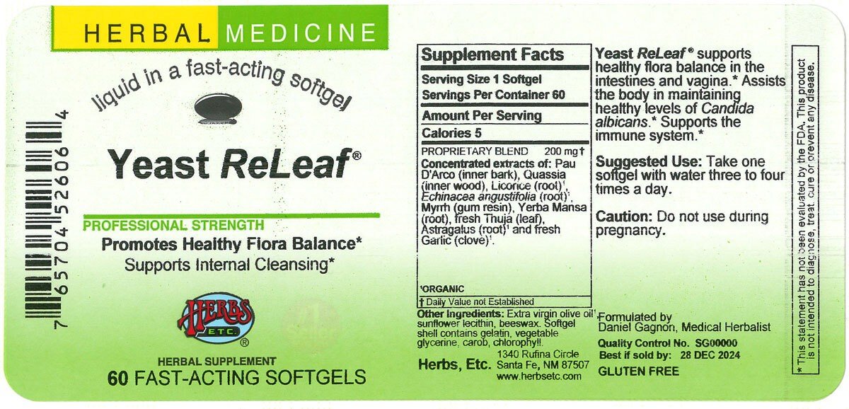 Herbs Etc Yeast ReLeaf 60 Softgel