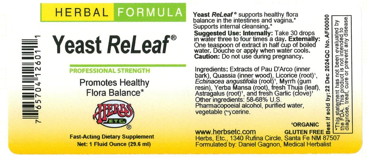 Herbs Etc Yeast ReLeaf 1 oz Liquid