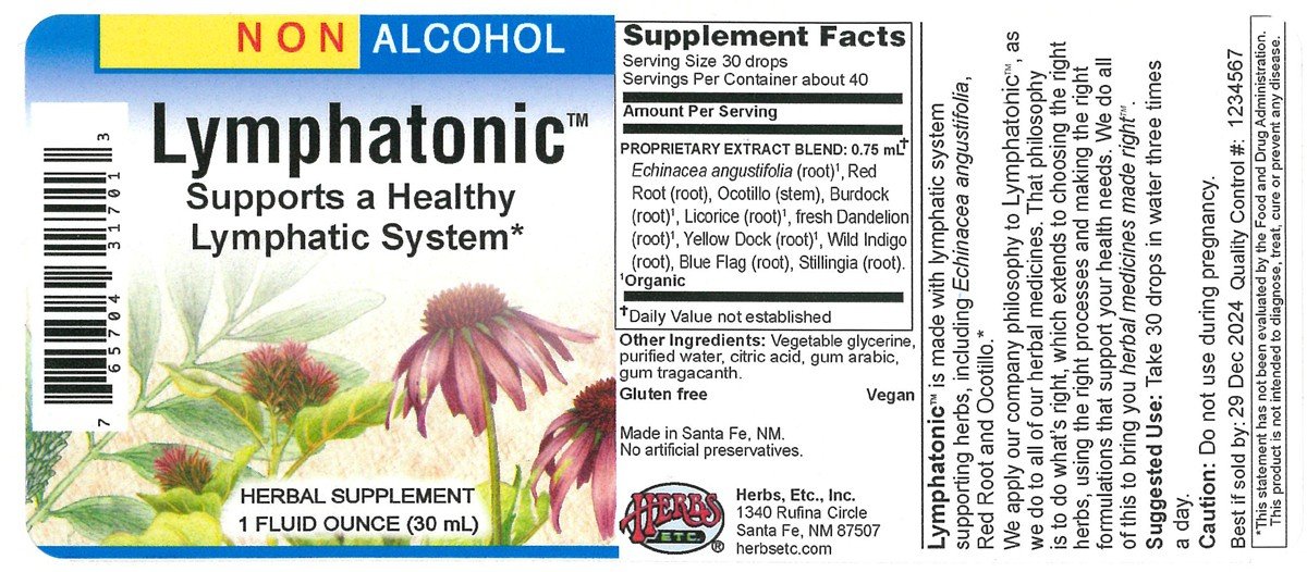 Herbs Etc Lymphatonic Non Alcohol 1 oz Liquid