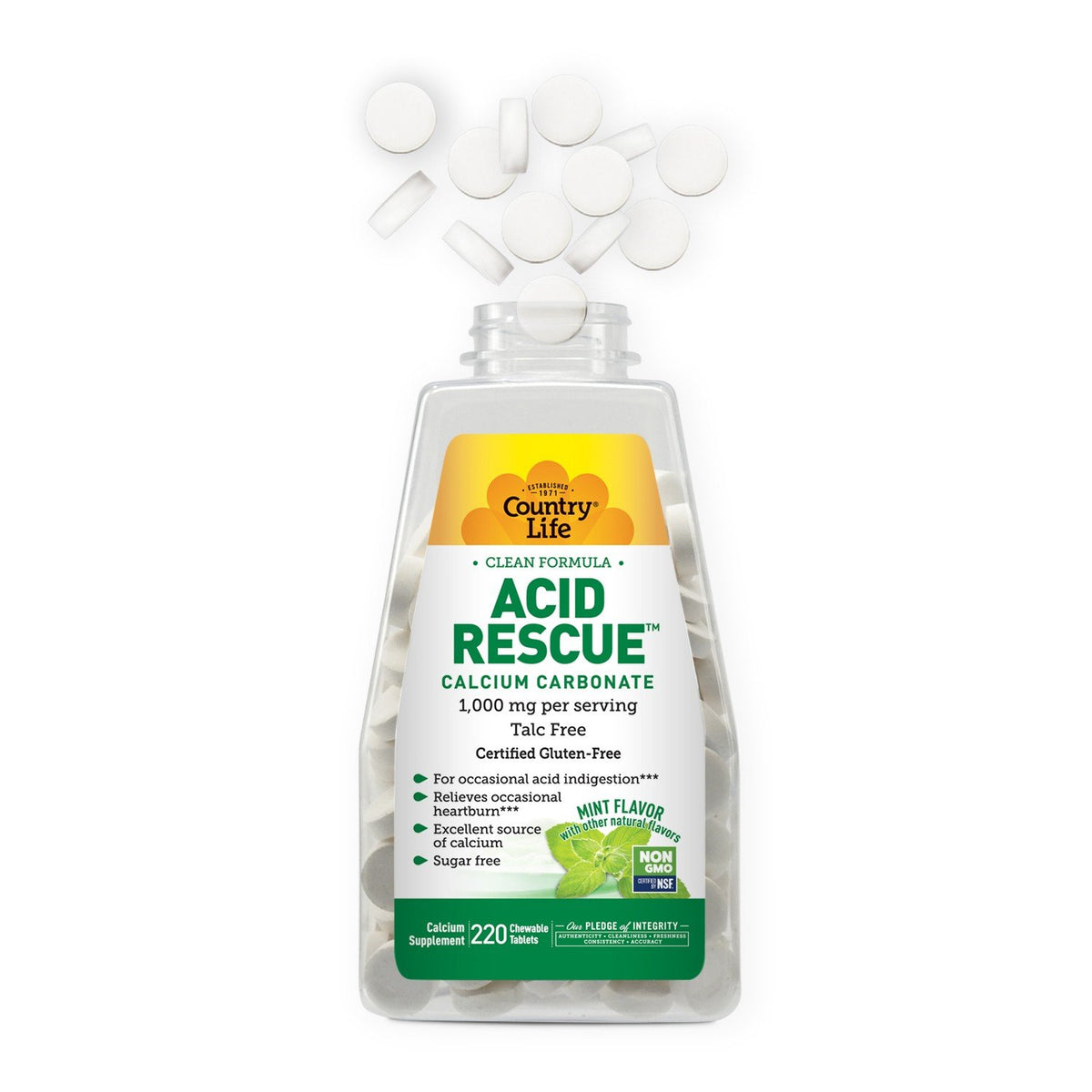 Country Life Acid Rescue Mint 220 Chewable