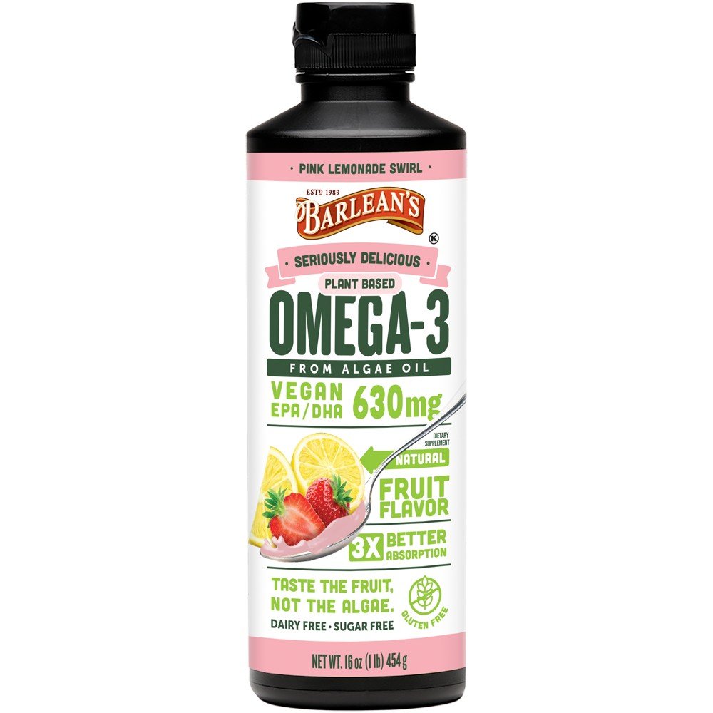 Barlean's Seriously Delicious Omega-3 Algae Oil Pink Lemonade Swirl 16 oz Oil