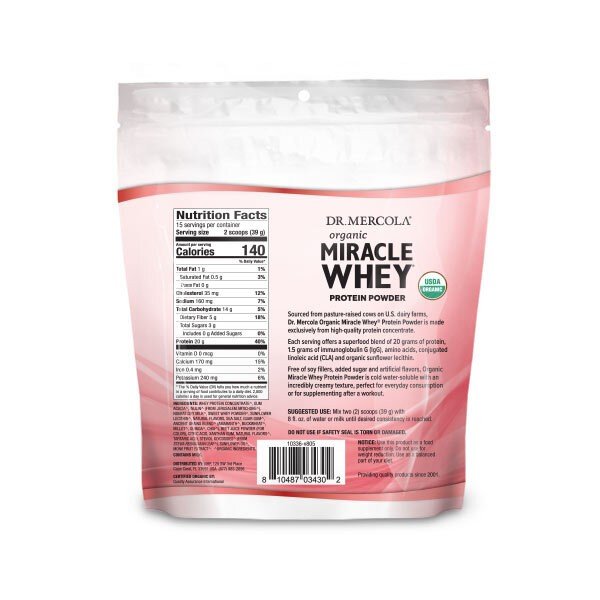 Dr. Mercola Organic Miracle Whey Strawberry 1 lb Powder