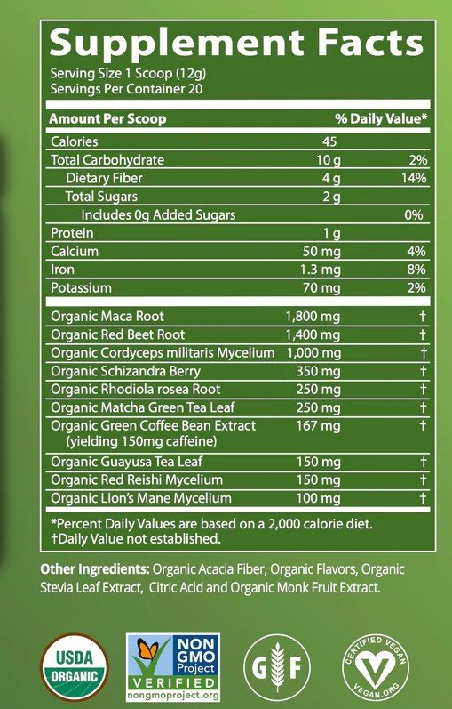 MRM (Metabolic Response Modifiers) Organic Preworkout Black Cherry 240 g Powder