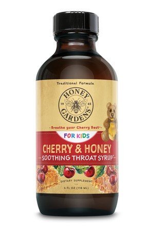 Honey Gardens Kids Cherry &amp; Honey Soothing Throat Syrup 4 oz Liquid