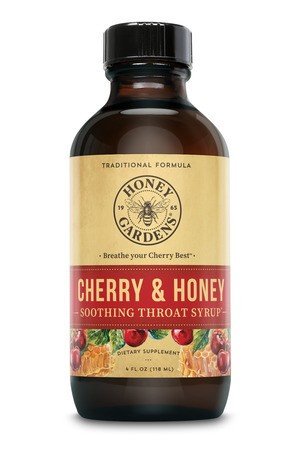 Honey Gardens Cherry &amp; Honey Soothing Throat Syrup 4 oz Liquid