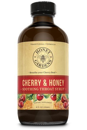 Honey Gardens Cherry &amp; Honey Soothing Throat Syrup 8 oz Liquid