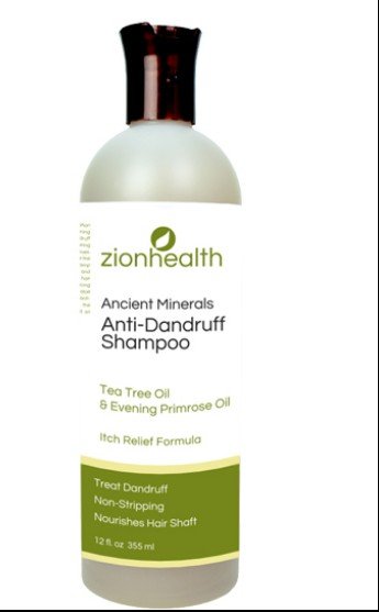 Zion Health Ancient Minerals-Anti-Dandruff Shampoo-Tea Tree Oil &amp; Evening Primrose Oil 12 oz Liquid