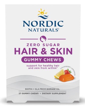 Nordic Naturals Zero Sugar Hair &amp; Skin Gummy Chew 27 Gummy