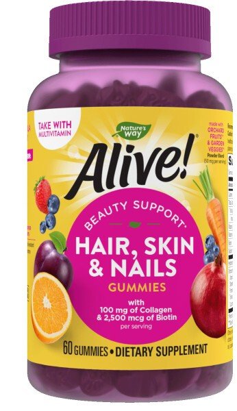 Nature&#39;s Way Alive! Hair, Skin &amp; Nails Gummies 60 Gummy