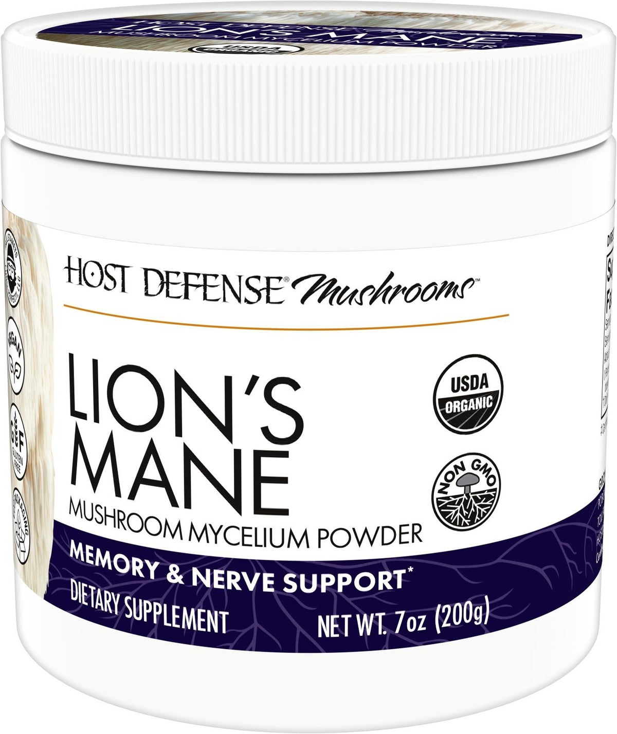 Fungi Perfecti/Host Defense Lion&#39;s Main-Memory &amp; Nerve Support-Mushroom Mycelium 7 oz (200 grams) Powder