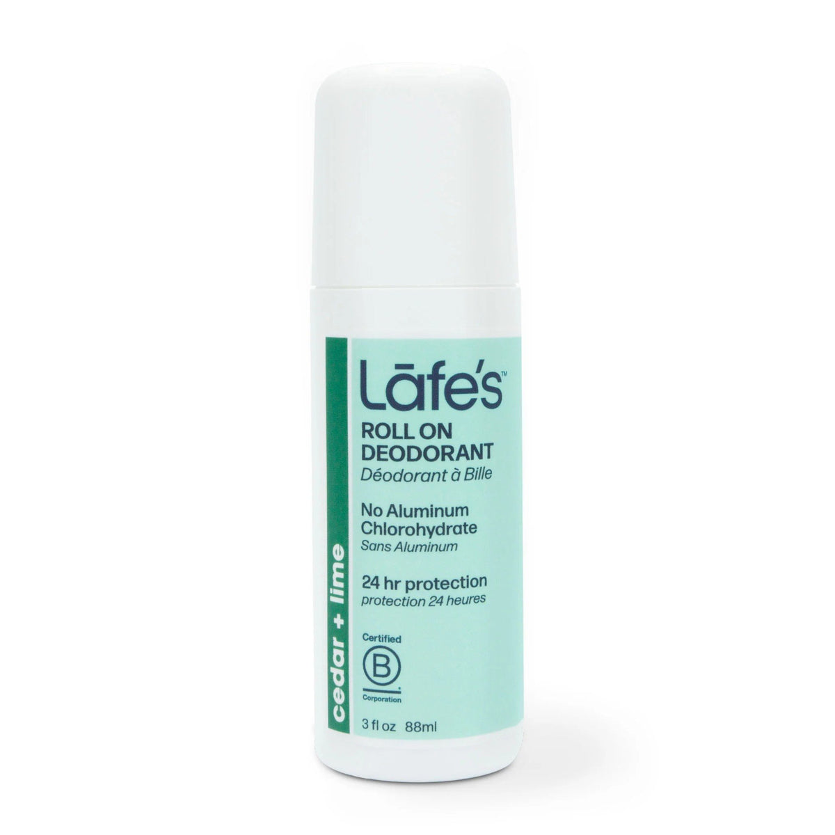 Lafe's Natural Bodycare 792870719952-Lafe's Mineral Salt Aluminum Free Deodorant - Cedar + Lime Roll-On 3 oz Roll-On