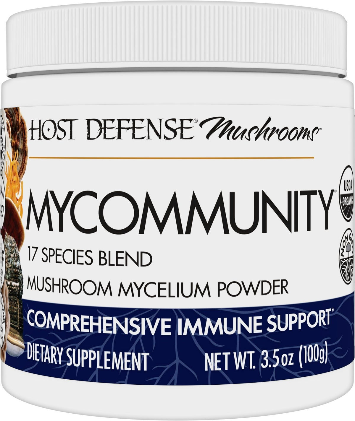 Fungi Perfecti/Host Defense Mycommunity-17 Species Blend-Comprehensive Immune Support-Mushroom Mycelium Powder 3.5 oz (100 grams) Powder