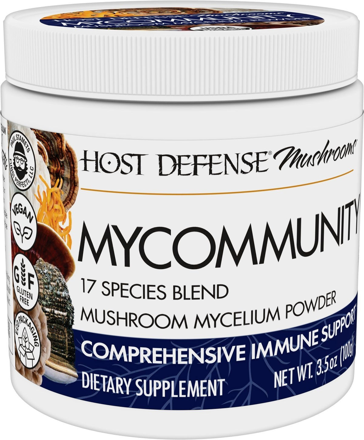 Fungi Perfecti/Host Defense Mycommunity-17 Species Blend-Comprehensive Immune Support-Mushroom Mycelium Powder 3.5 oz (100 grams) Powder