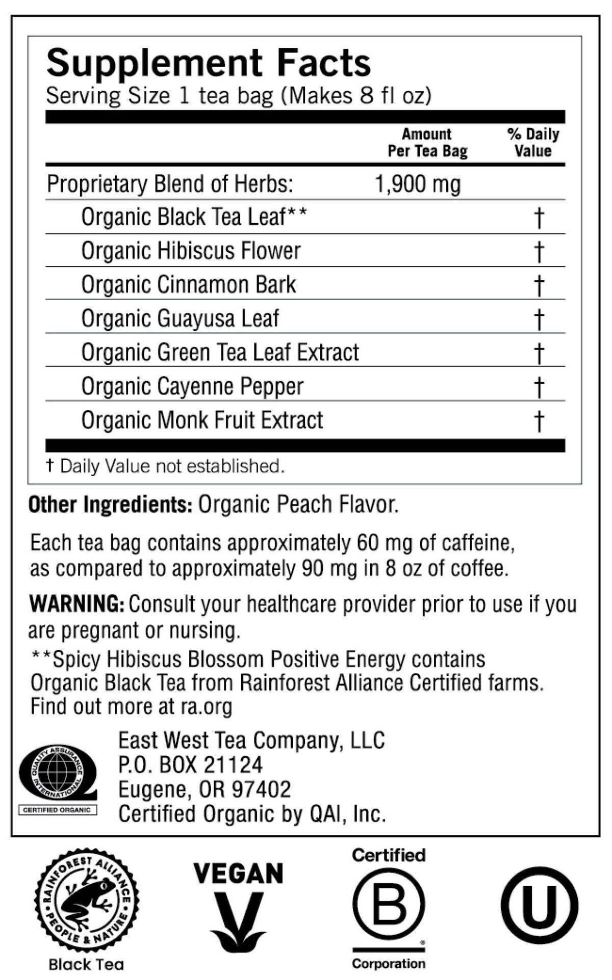 Yogi Teas Spicy Hibiscus Blossom Positive Energy Tea 16 Bags Box
