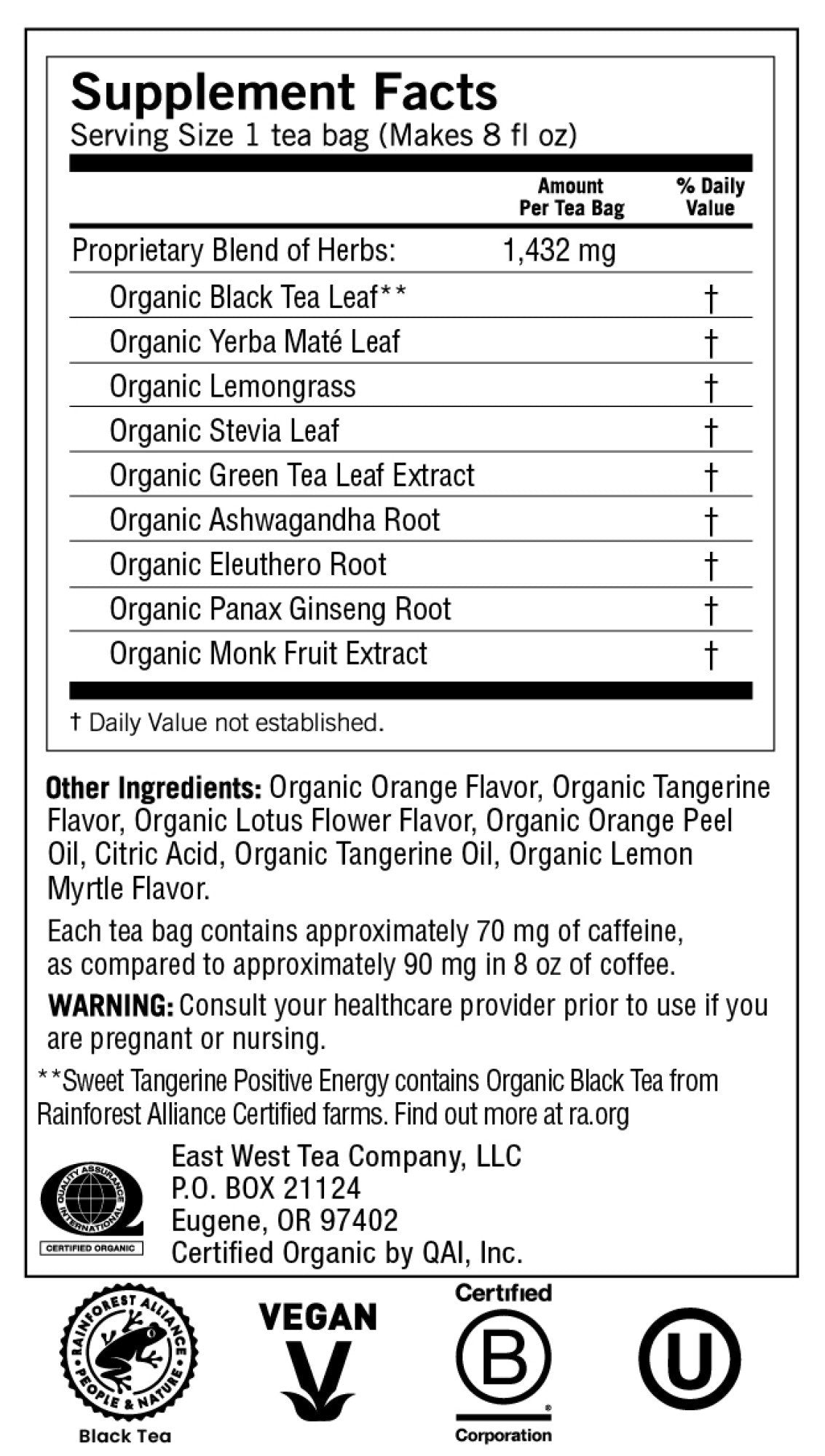 Yogi Teas Sweet Tangerine Positive Energy Tea 16 Bag